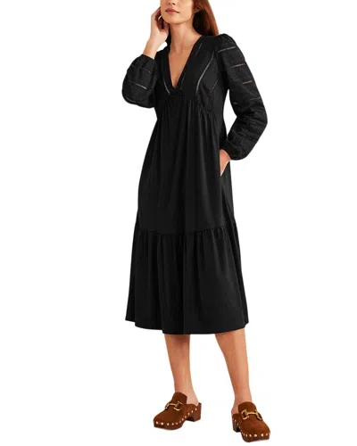 Shop Boden Woven Mix Midi Jersey Dress In Black
