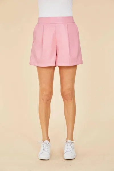 Shop Dolce Cabo Faux Leather Pleated Shorts In Pink