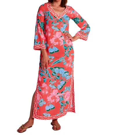Shop Ck Bradley Peppin Caftan Cordelia Dress In Coral Multi