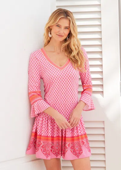 Shop Cabana Life Boca Raton Embroidered Drop Waist Dress In Pink