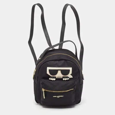 Shop Karl Lagerfeld Nylon And Leather Amour Backpack In Black