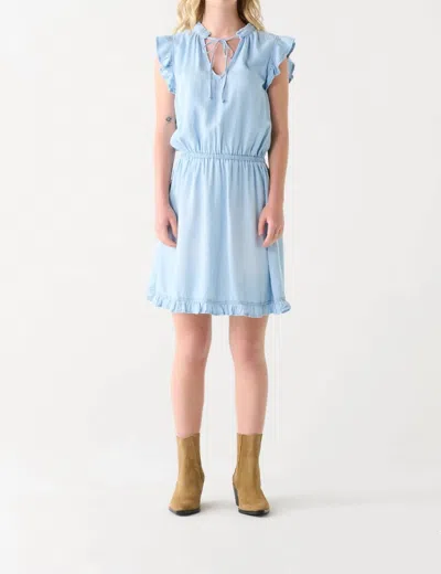 Shop Dex Ruffle Trim Knee Length Tencel Dress In Blue