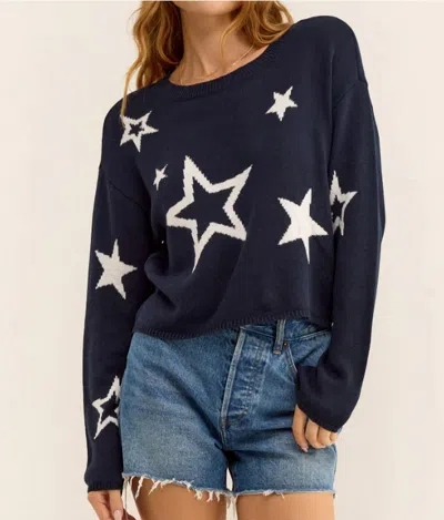 Shop Z Supply Seeing Stars Sweater In Captain Navy In Multi