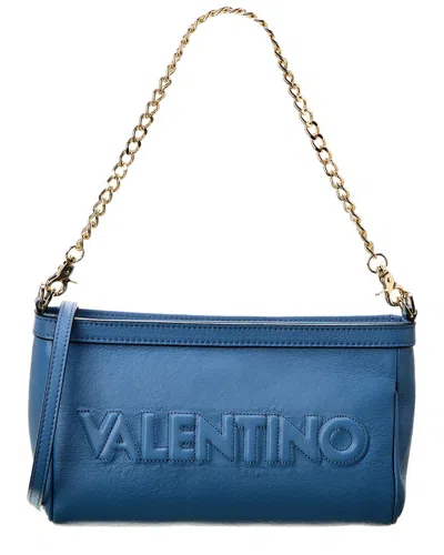 Shop Valentino By Mario Valentino Celia Embossed Leather Shoulder Bag In Blue
