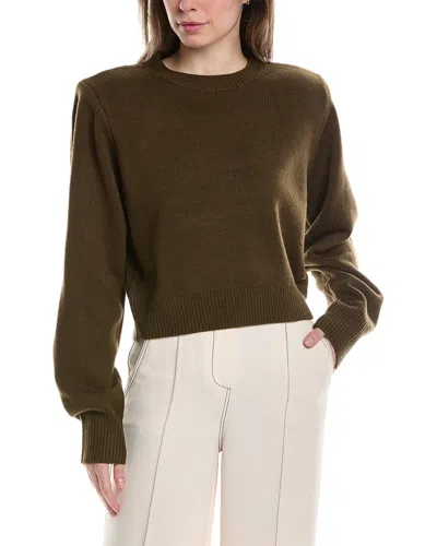Shop Weworewhat Shoulder Pad Cropped Sweater In Green