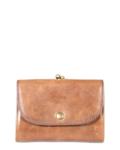 Shop Frye Melissa Clip Leather Purse In Brown