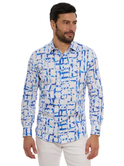 Shop Robert Graham Triton Long Sleeve Button Down Shirt Big In Blue