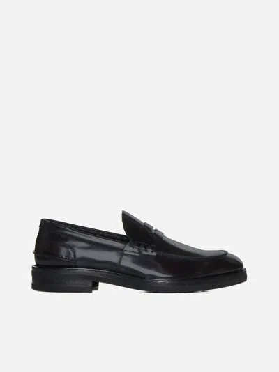 Shop D4.0 Leather Penny Loafers In Burgundy