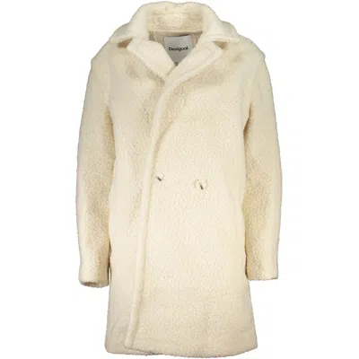 Shop Desigual Elegant White Long-sleeved Coat