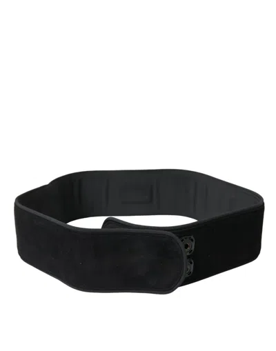 Shop Dolce & Gabbana Black Suede Leather Wide Waist Belt