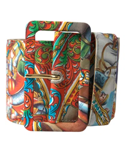 Shop Dolce & Gabbana Multicolor Carretto Fabric Wide Waist Belt