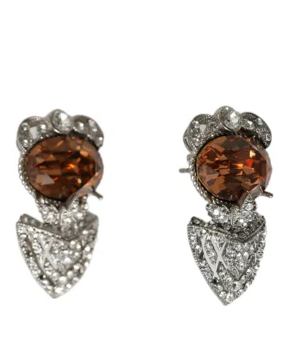 Shop Dolce & Gabbana Silver Crystal Stone 925 Sterling Earrings