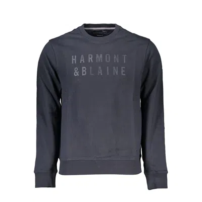 Shop Harmont & Blaine Elegant Blue Crew Neck Sweatshirt