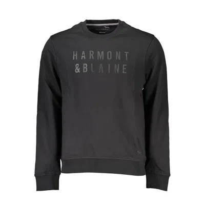 Shop Harmont & Blaine Sleek Black Long-sleeved Crew Neck Sweatshirt