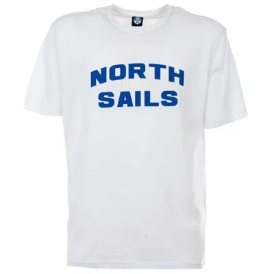 North Sails Elegant White Cotton Tee With Bold Blue Logo In White