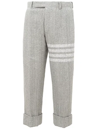 Shop Thom Browne Grey Tweed Trousers In Gray