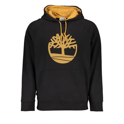 Shop Timberland Sleek Black Hoodie With Contrasting Accents