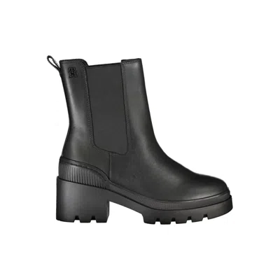 Shop Tommy Hilfiger Chic Side Elastic Ankle Boots With Logo Detail In Black