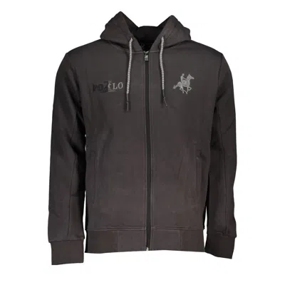 Shop U.s. Grand Polo Elegant Gray Hooded Sweatshirt With Embroidery