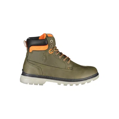 Shop U.s. Polo Assn Elegant Lace-up High Boots With Contrast Details In Green
