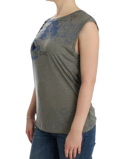 Shop Costume National Chic Sleeveless Gray Top With Blue Women's Detailing