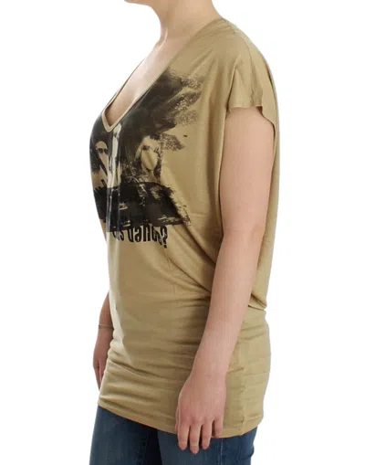 Shop Costume National Chic V-neck Tunic Top With Motive Women's Print In Beige