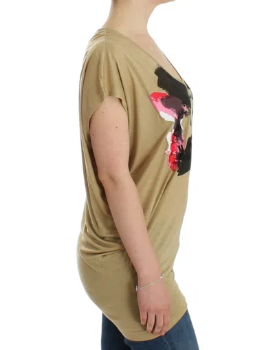 Shop Costume National Chic V-neck Tunic Top With Motive Women's Print In Beige