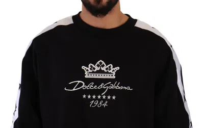 Shop Dolce & Gabbana Elegant Crown 1984 Crewneck Men's Sweater In Black