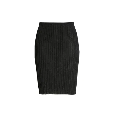 Shop A. Roege Hove Emma Ribbed Knit Metallic Mini Skirt In Black