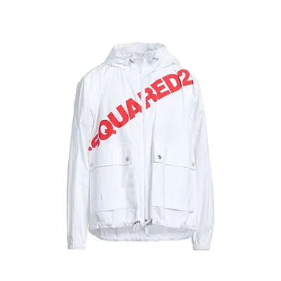 Shop Dsquared2 Logo Hooded Windbreaker In White