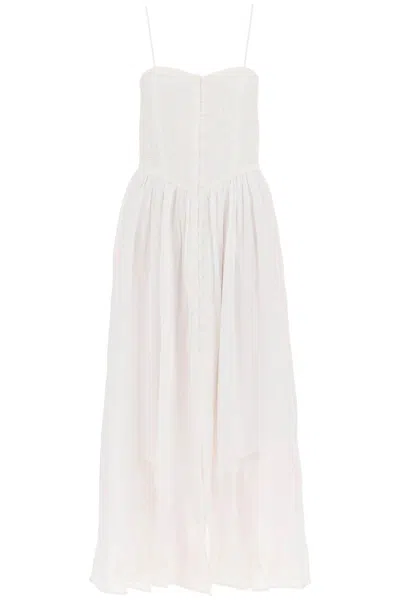 Shop Isabel Marant "erika Dress With Embroidered Bodice In Bianco