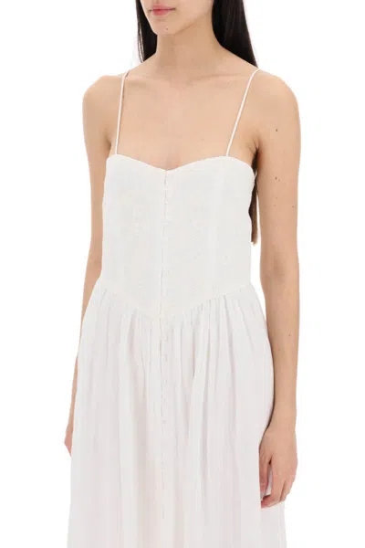 Shop Isabel Marant "erika Dress With Embroidered Bodice In Bianco