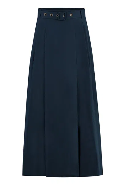 Shop 's Max Mara Gilda Belted Cotton Skirt In Blue