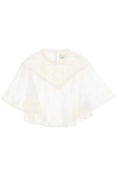 Shop Isabel Marant "elodie Blouse With Embroidery In Bianco