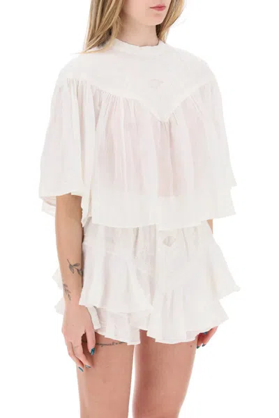 Shop Isabel Marant "elodie Blouse With Embroidery In Bianco