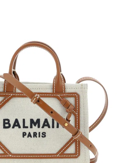 Shop Balmain Handbags In Gem Naturel/marron
