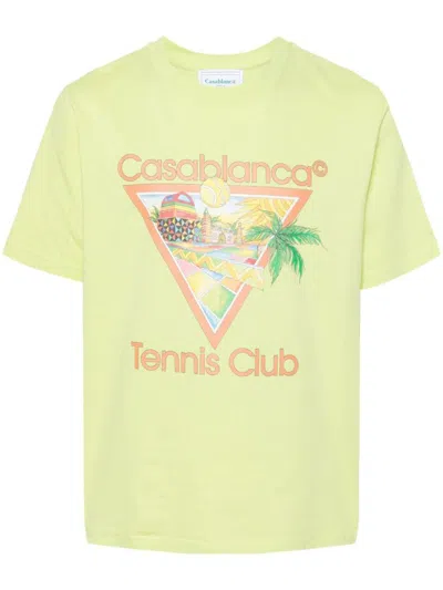 Shop Casablanca Logo Organic Cotton T-shirt In Green