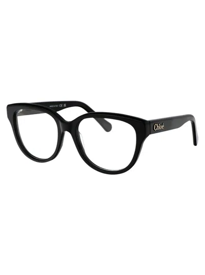 Shop Chloé Optical In 005 Black Black Transparent