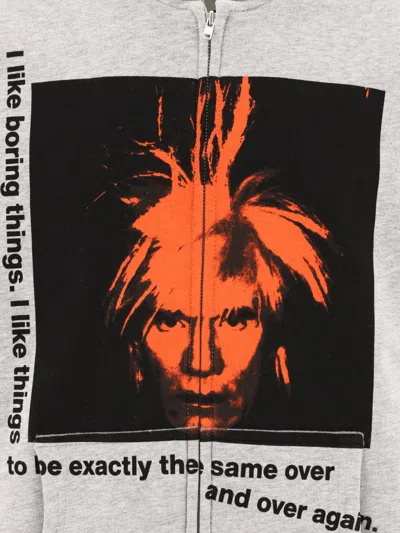 Shop Comme Des Garçons "andy Warhol" Zipped Hoodie In Grey
