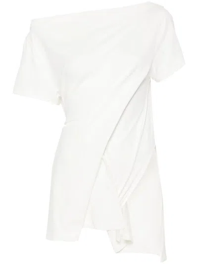 Shop Courrèges Bodysuit With Boat Neckline In White