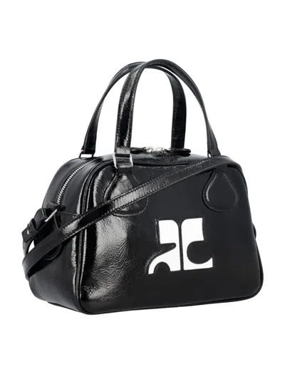 Shop Courrèges Reedition Naplack Bowling Bag In Black