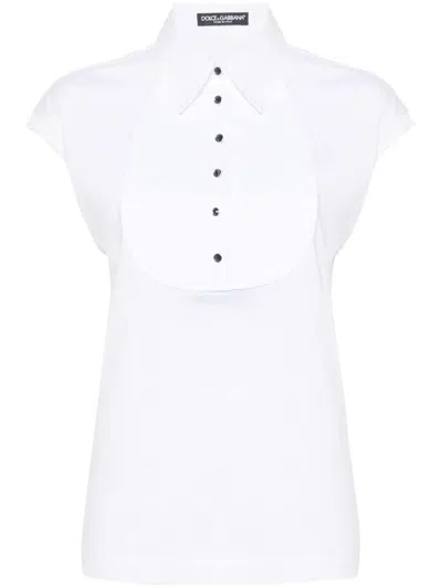 Shop Dolce & Gabbana Sleeveless Cotton Shirt Top In White