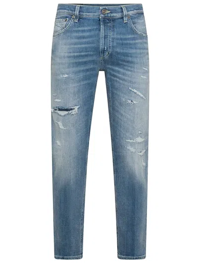 Shop Dondup Brighton Carrot Fit Cotton Jeans In Blue