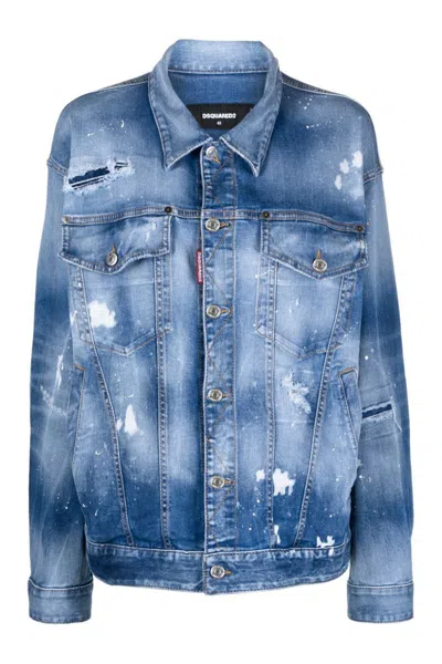 Dsquared2 Oversized Denim Jacket In Blue