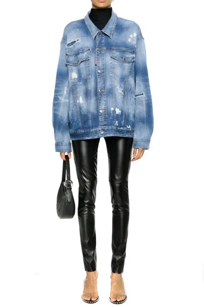 Dsquared2 Oversized Denim Jacket In Blue