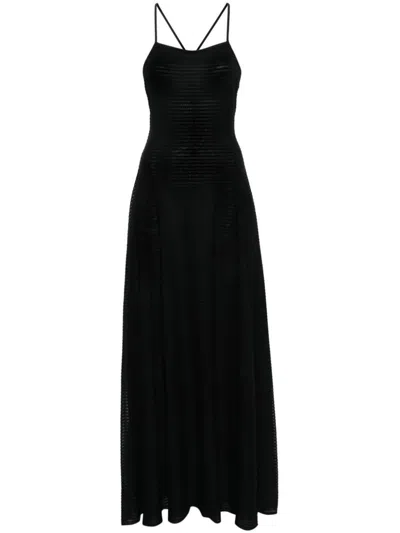 Shop Emporio Armani Striped Midi Dress In Black