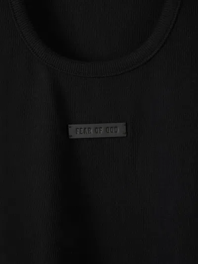 Shop Fear Of God Ribbed Logo T-shirt In Logo Patch On The Front