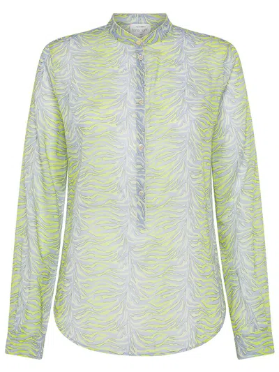 Shop Forte Forte Forte_forte Cotton And Silk Shirt With Heartbeat Pattern In Blue