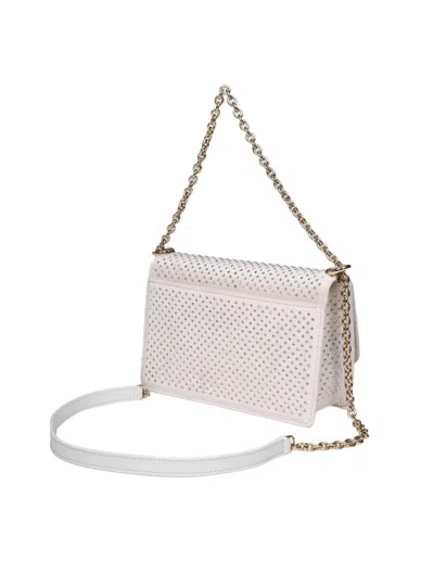 Shop Furla Shoulder Bag In Chenille And Rhinestones In Marshmallow