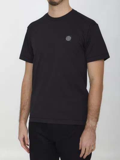 Shop Stone Island Cotton T-shirt In Black